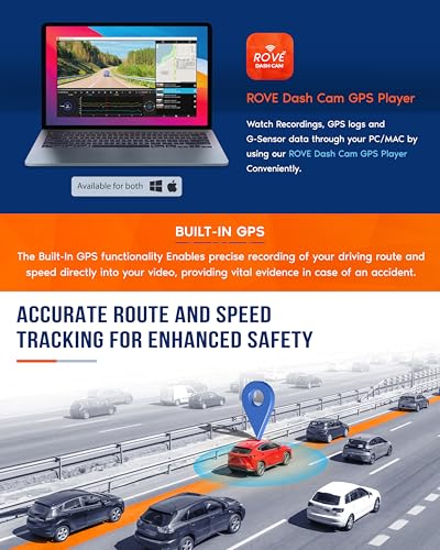 ROVE R2-4K Dash Cam, 4K UHD 2160P Car Camera, 8MP Sensor, WiFi 6 and GPS | Super Night Vision, 150° Wide Angle, 2.4in Screen, 24-Hr Parking Mode, Supports 512GB Max, Dash Camera for Cars Trucks