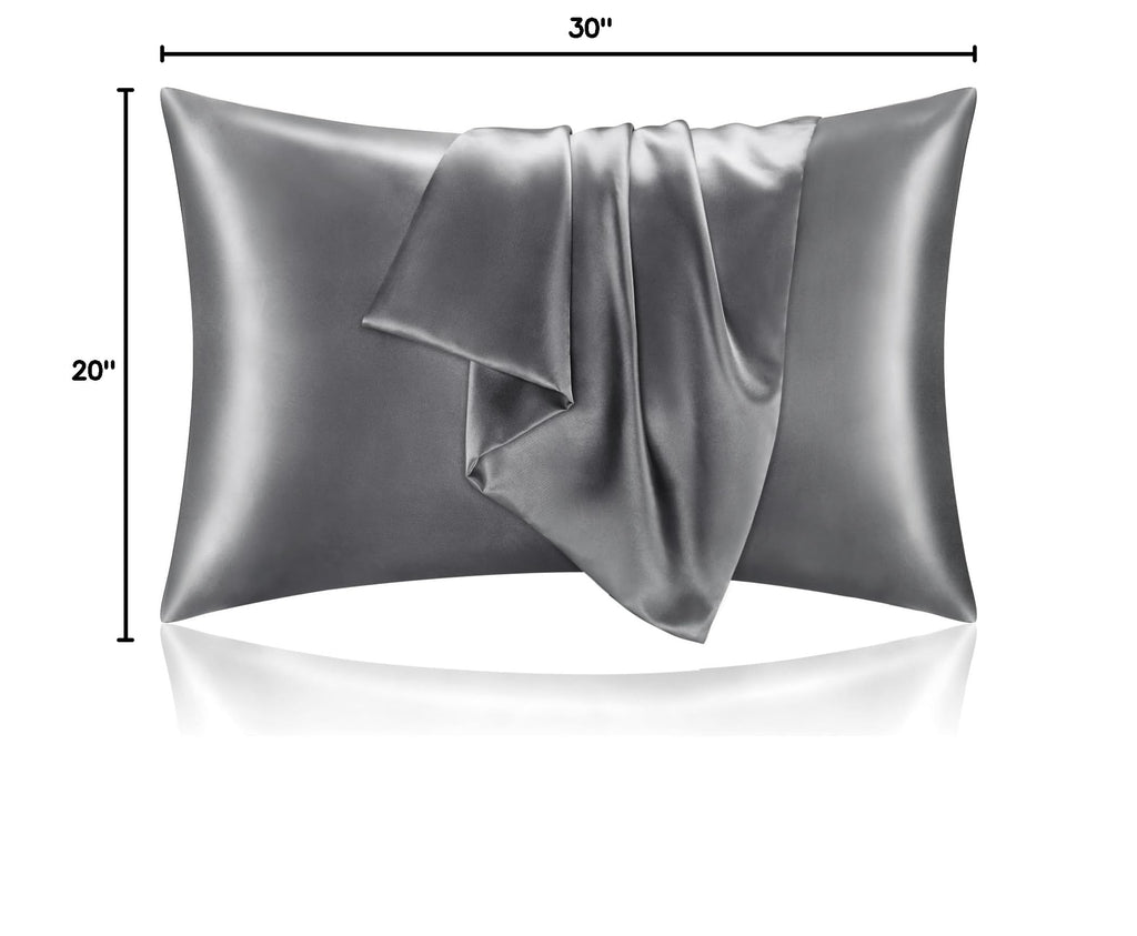 BEDELITE Satin Pillowcases, Queen Size 20x30 Inch, Dark Grey, Set of 2 | Similar to Silk Pillow Cases, Soft and Cooling, Reduces Friction, Gentle on Hair and Skin, Envelope Closure, Women Men Gift