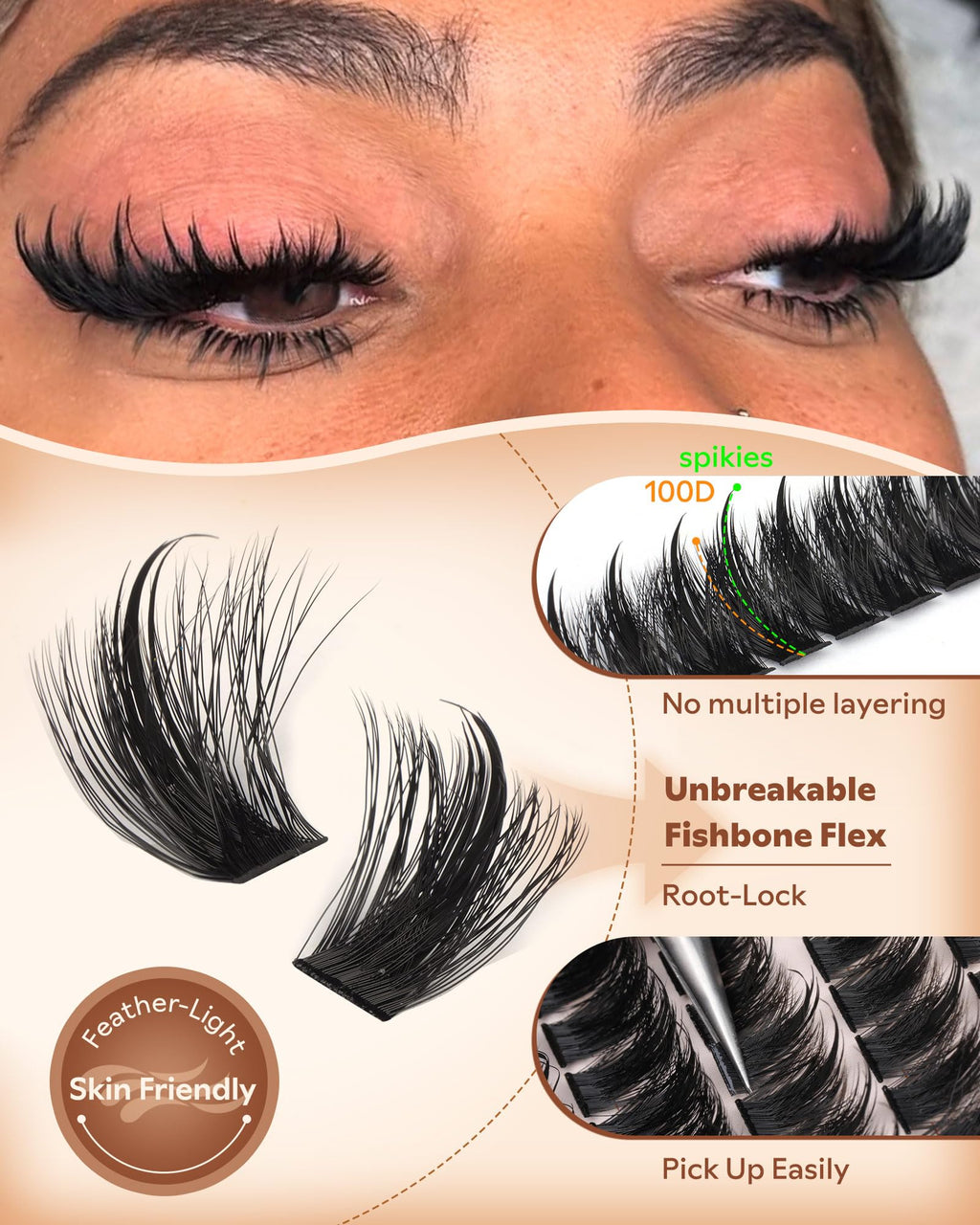 Goddvenus Manga Lash Clusters With Spikes Wispy Cluster Eyelash Extensions Full-volume Anime Eyelashes Clusters Reusable Faux Mink Fairy Individual Lash Extension (D Curve 12-18mm 204 pieces)
