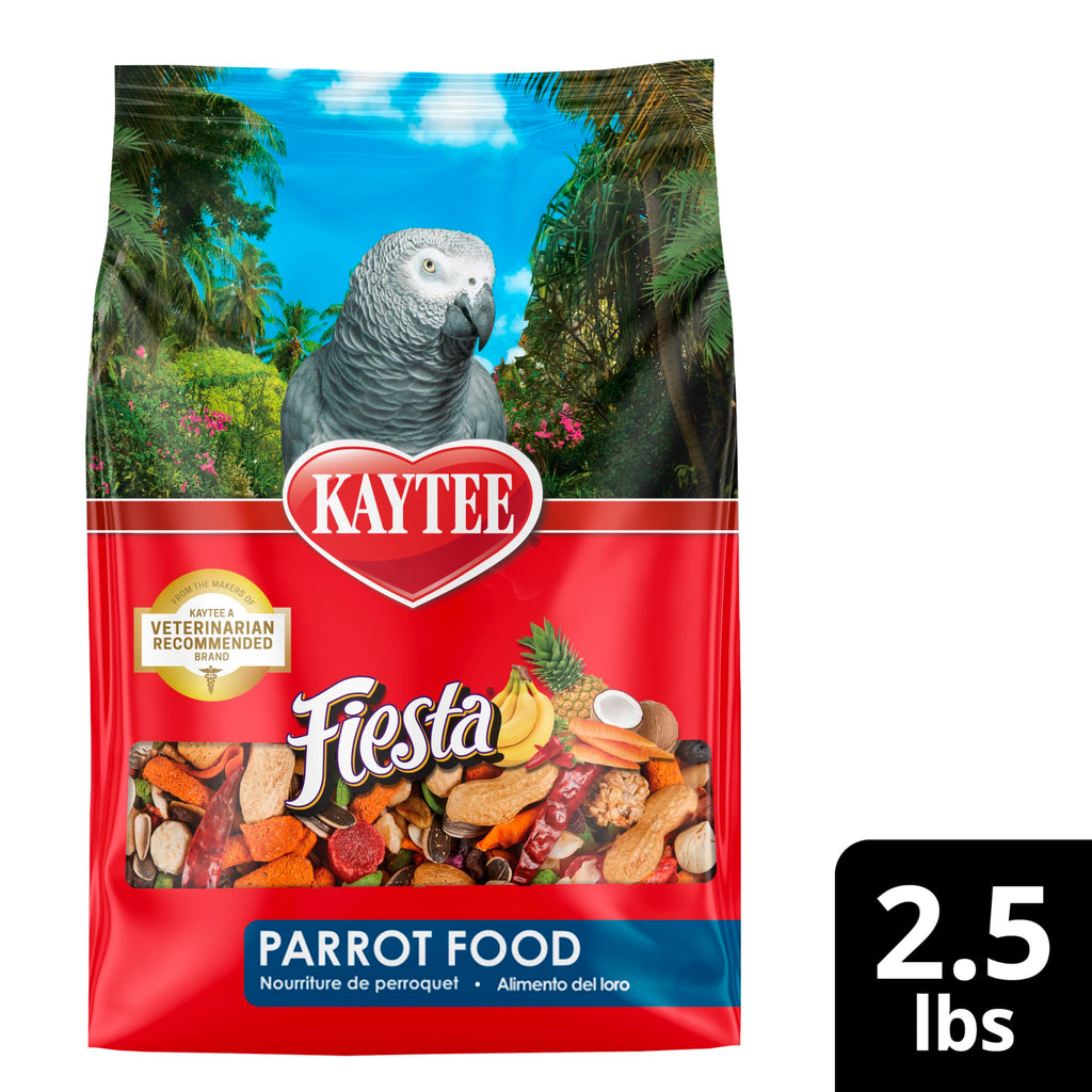 Kaytee Fiesta Parrot Food for Large Birds, 2.5 Pounds | Fun feeding. Bird food with fruits, veggies, grains. Bird seeds, shapes and textures for natural foraging
