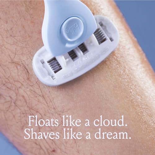 Billie Razors for Women, Cool Blue - 1 Handle, 4 Refills & Magnetic Holder | 5 blade womens razors for sensitive skin, Surrounded by aloe shave soap, Ergonomic handle, Pivoting head, Magnetic Holder