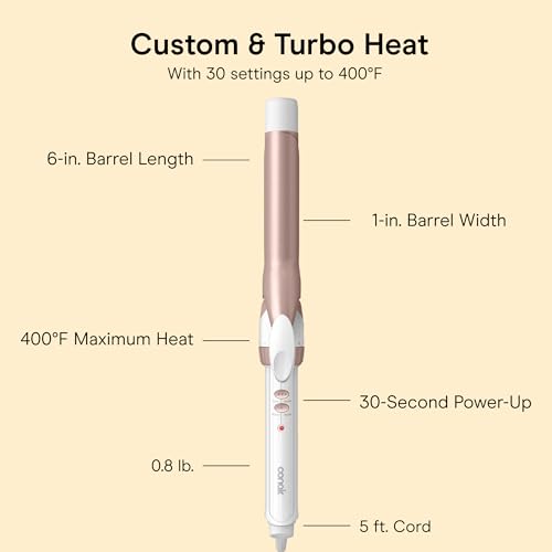 Conair Curling Iron, Double Ceramic, 1-in. Barrel, White/Rose Gold | Hair curler and hair waver for medium to long hair, 30 heat settings, dual voltage, built-in heat protection, auto-off