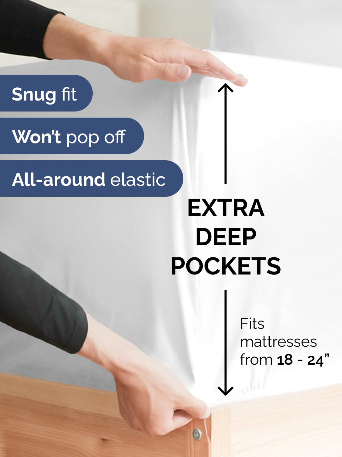 CGK Extra Deep Queen Single Fitted Sheet Only - White | Easily Fits 18 inch to 24 inch Mattress, Soft, Wrinkle Free, Breathable & Comfy, Extra Deep Pockets Hotel Luxury Fitted Sheet