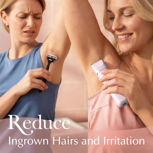 Risina 2-in-1 Bikini Trimmer for Women, Electric Razors for Women, Gifts | IPX7 Waterproof, Rechargeable, Ceramic Blades, Face Shaver and Body Hair Trimmer for Bikini Line, Pubic Hair, Legs, Underarms
