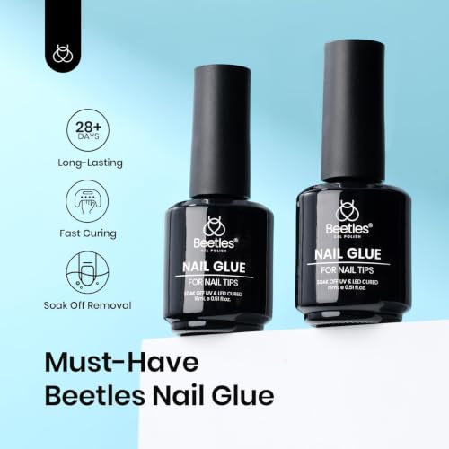 Beetles Gel Polish 9 in 1 Gel Nail Glue for Clear Acrylic Nail Tips | 2Pcs 15ml Long Lasting Nail Gel Kit for False Nails Tips, Base Blooming Nail Gel, U V Light Required, Gift for Women