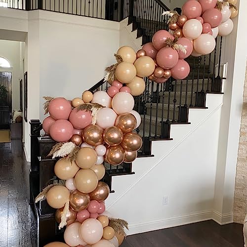 Retro Blush Pink Balloons 60 Packs 12 Inch Latex Balloons | Dusty Pink Metallic Rose Gold Nude Balloons for Pumpkin Baby Shower Girls Women Boho Birthday Bridal Wedding Decorations