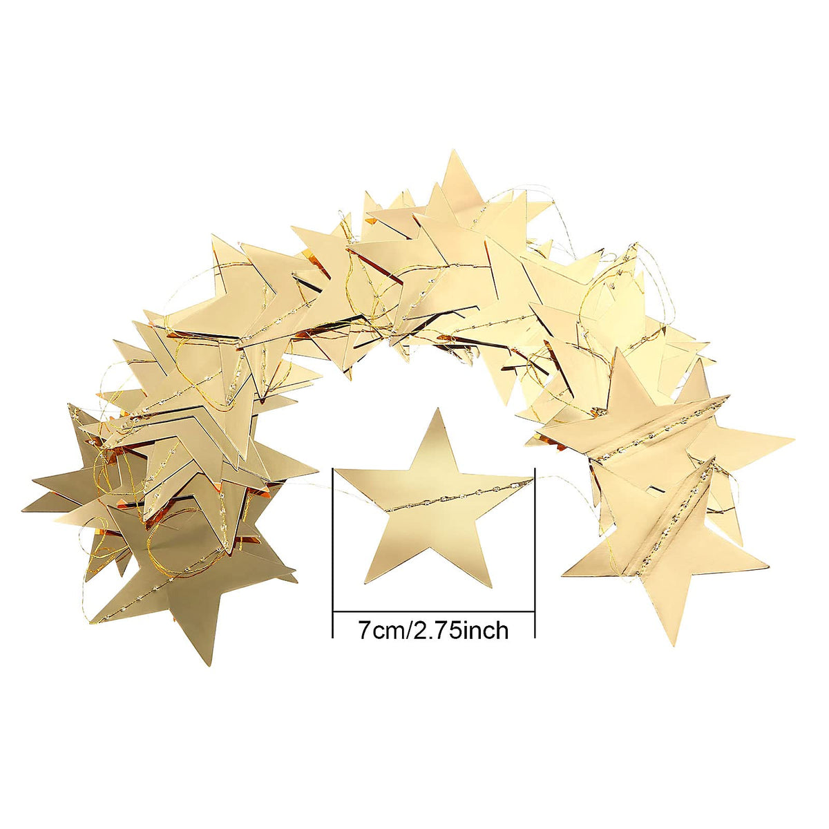 Patelai 130 ft Star Garland Banner Decor, Gold | Glitter Star Hanging Streamer, Twinkle Backdrop, Christmas Decorations, Birthday Supplies, Homecoming Party Decorations