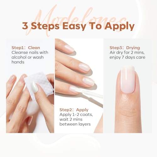Modelones Nail Strengthener and Growth, Milky White Nail Polish Hardener | Extra Strong and Growth Fall Nail Repair Natural Strengthening Polish Concealer Foundation Nail Stuff Toenails Gifts 15ml