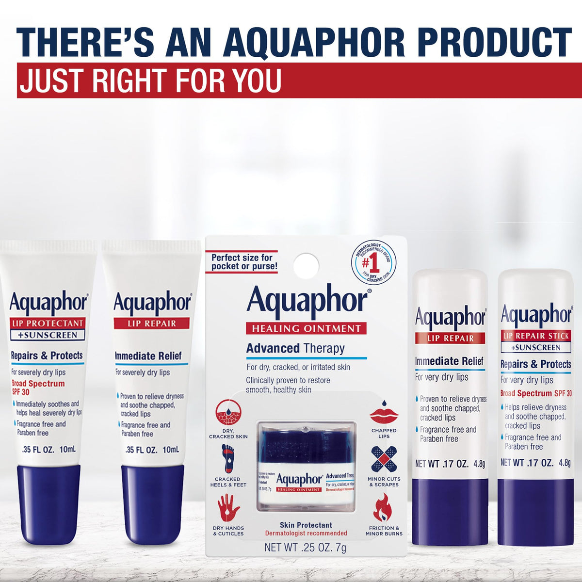 Aquaphor Lip Repair Ointment, Value Pack, 2 x 0.35 FL OZ | Lip Balm Moisturizer with Vitamins and Shea Butter, Immediate Severely Dry Lip Relief, Paraben and Fragrance Free
