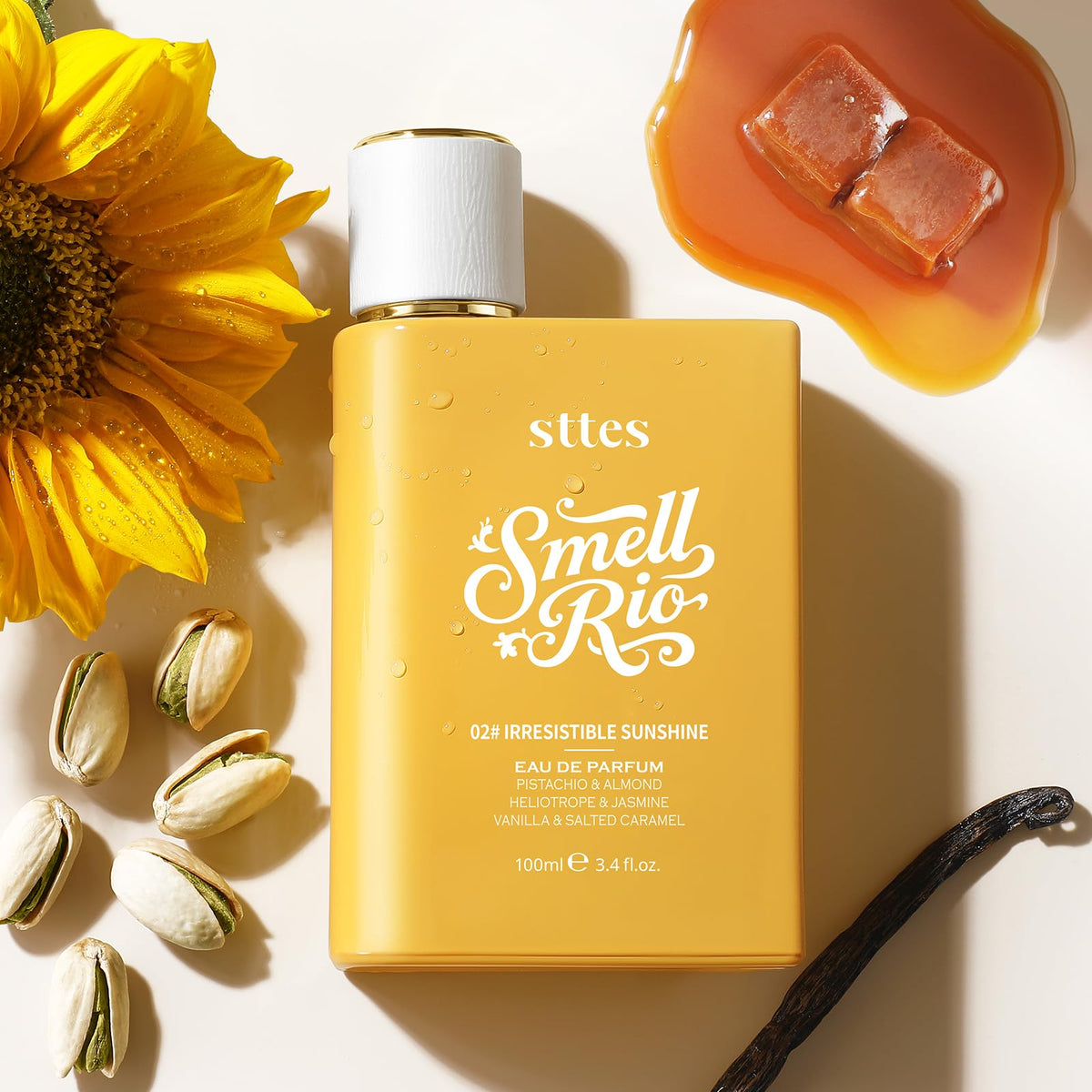 Sttes #02 Irresistible Sunshine Perfumes for Women, Pistachio, Vanilla, Caramel Eau de Parfum, 3.4 fl oz, Sweet Gourmand Fall Fragrance