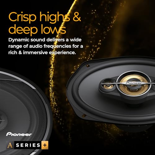 Pioneer A-Series Plus TS-A1681F 6.5" 4-Way Coaxial Car Speakers 350W Max | Ideal Factory Upgrade, Balanced Sound + Smooth Treble, Enhanced Bass, Installation Adaptors Included