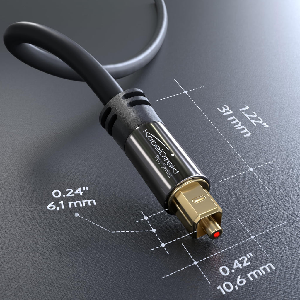 KabelDirekt – Optical Audio TOSLINK Cable – 6ft – Soundbar | Optical digital audio cable: Perfect for equipment with a TOSLINK interface (OPT In / OPT Out or S/PDIF In / S/PDIF Out)