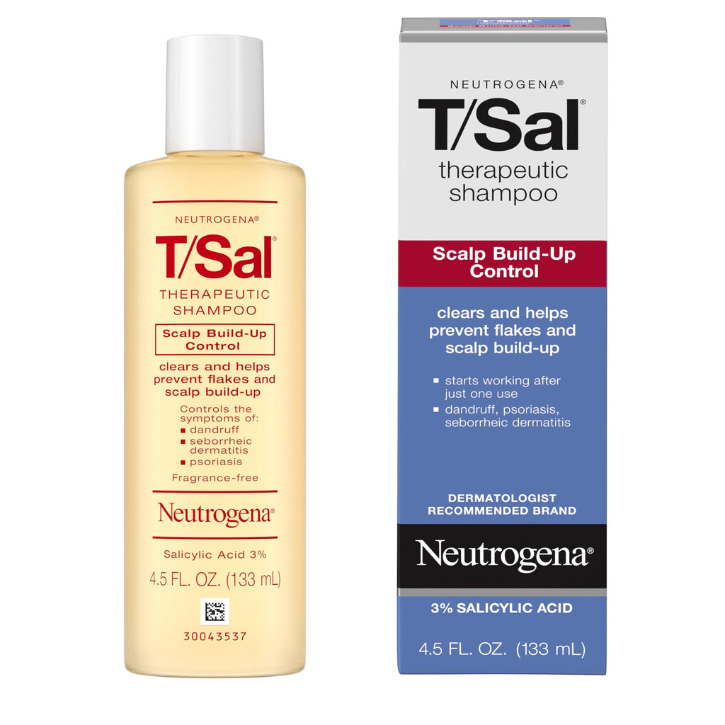 Neutrogena T/Sal Shampoo, Therapeutic Dandruff Control, 4.5 Fl. Oz | Scalp Build-up Shampoo, 3% Salicylic Acid, Scalp Psoriasis Treatment, Seborrheic Dermatitis Shampoo, Fragrance Free