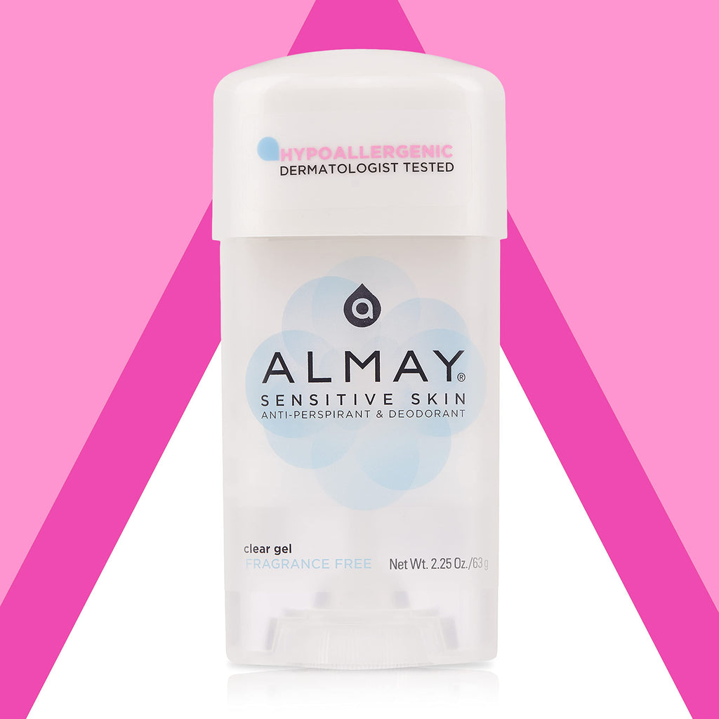 Almay Clear Gel Deodorant and Antiperspirant, Fragrance Free, 2.25 oz | Gentle and hypoallergenic antiperspirant deodorant for sensitive skin. Dermatologist tested. Fragrance free.