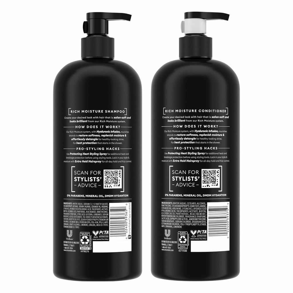 TRESemmé Rich Moisture Hydrating Shampoo & Conditioner Set 28 oz 2 Pack | Moisturizing for frizz-prone hair, Restores damaged hair, Moisturizes & detangles, Shampoo and Conditioner set