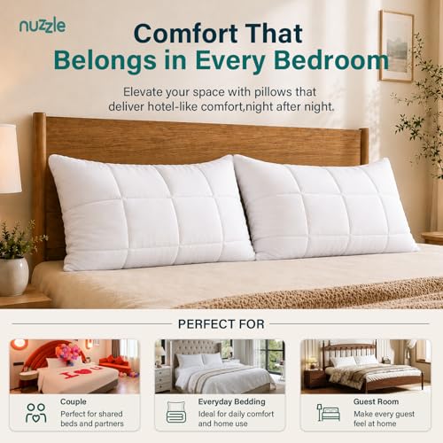 Nuzzle Pillow Standard Adjustable Neck Pillow,Soft Luxury Hotel Feel | Bed Pillows Standard with Adjustable Height & Firm Feel for Side, Back and Stomach Sleepers–Gift for Women & Men