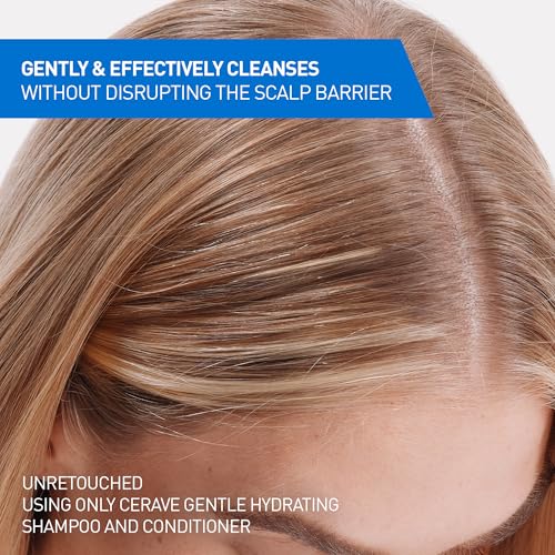 CeraVe Gentle Hydrating Shampoo with Hyaluronic Acid for Hair & Scalp, 12oz | Leaves Hair and Scalp Soft and Healthy-Looking with Ceramides, Niacinamide and A Color Safe Formula