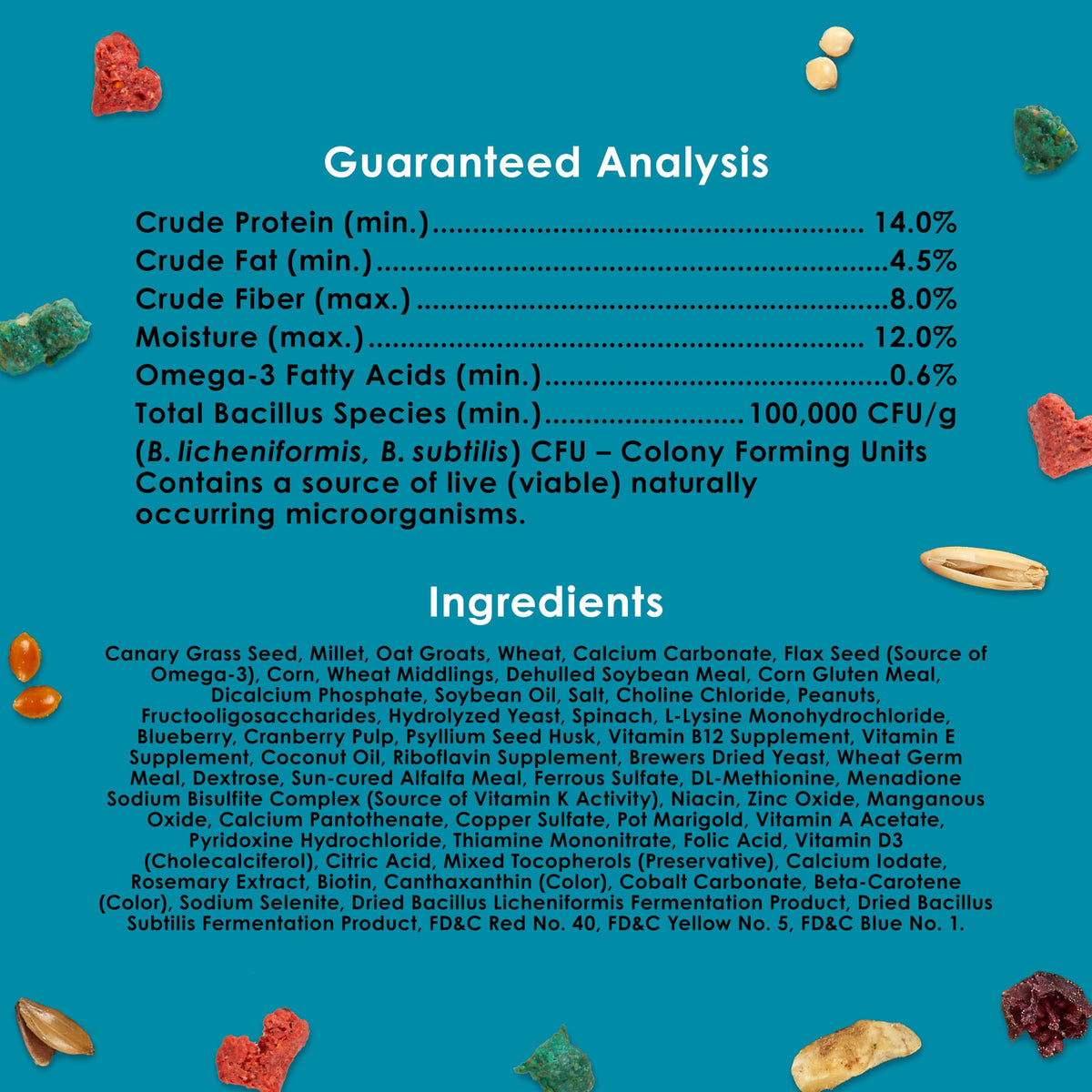 Kaytee Forti-Diet Pro Health Nourish+Protect Parakeet Food, 2 Pounds | Balanced digestion daily. Parakeet seed with superfoods. Prebiotics, probiotics, small bird food