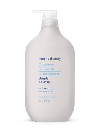 method Body Wash, Simply Nourish, 28 fl oz | Soothing Formula, Leaves Skin Feeling Soft & Moisturized, Made Without Parabens, Notes of Coconut, Rice Milk & Shea Butter