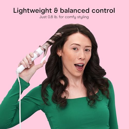 Conair Curling Iron, Double Ceramic, 1-in. Barrel, White/Rose Gold | Hair curler and hair waver for medium to long hair, 30 heat settings, dual voltage, built-in heat protection, auto-off
