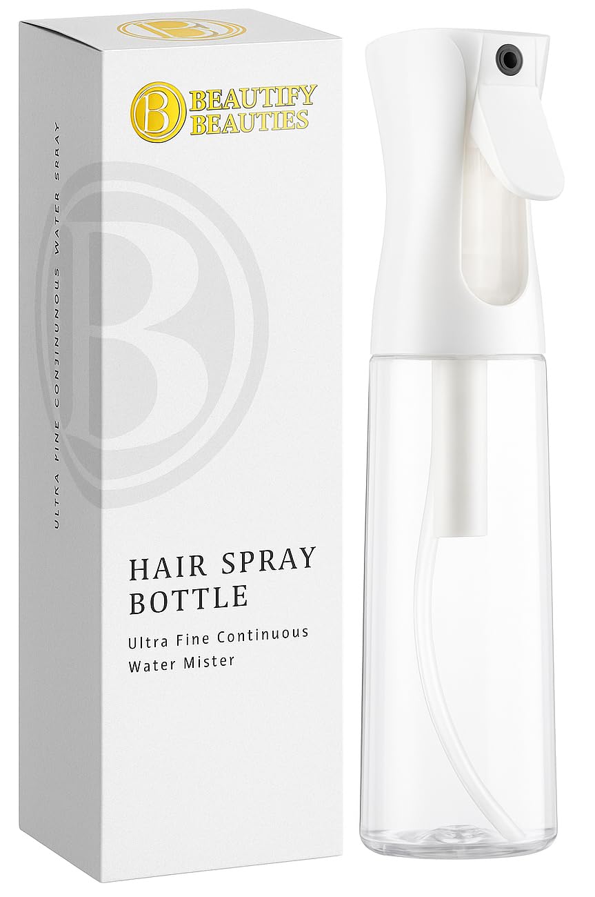 BeautifyBeauties Continuous Spray Bottle for Hair, 10.1 oz Mister Spray | Perfect for barbers, salons, household cleaning, watering plants, pet care, ironing & essential oil scents
