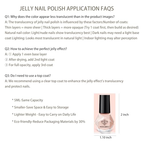modelones Jelly Nail Polish, 6 Colors Quick Dry Nude Pink Nail Polish Set | Air Dry Nail Polish, No UV Lamp Needed, User-Friendly Red Brown Polish Kit, Nail Art Home Salon, Gift for Women