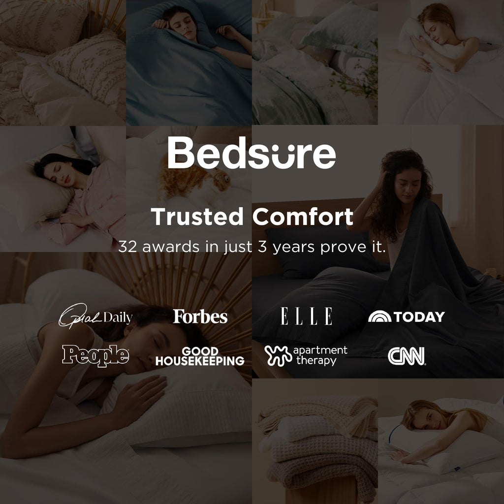 Bedsure Queen Sheet Set - 4 Pieces Soft, Breathable, Cooling Bed Sheets | Hotel Luxury Bedding for Kids, Women & Men, Oeko-Tex, Easy Care, Deep Pocket, Fade Resistant, Shrink Resistant, Emboss Design