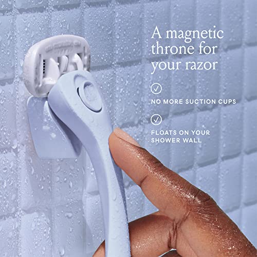 Billie Razors for Women, Cool Blue - 1 Handle, 4 Refills & Magnetic Holder | 5 blade womens razors for sensitive skin, Surrounded by aloe shave soap, Ergonomic handle, Pivoting head, Magnetic Holder