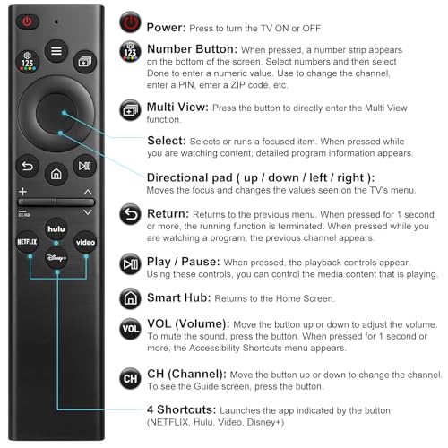 Universal Remote Control Compatible for All Samsung TV LED QLED UHD SUHD HDR LCD Frame Curved Solar HDTV 4K 8K 3D Smart TV Remotes Replacement