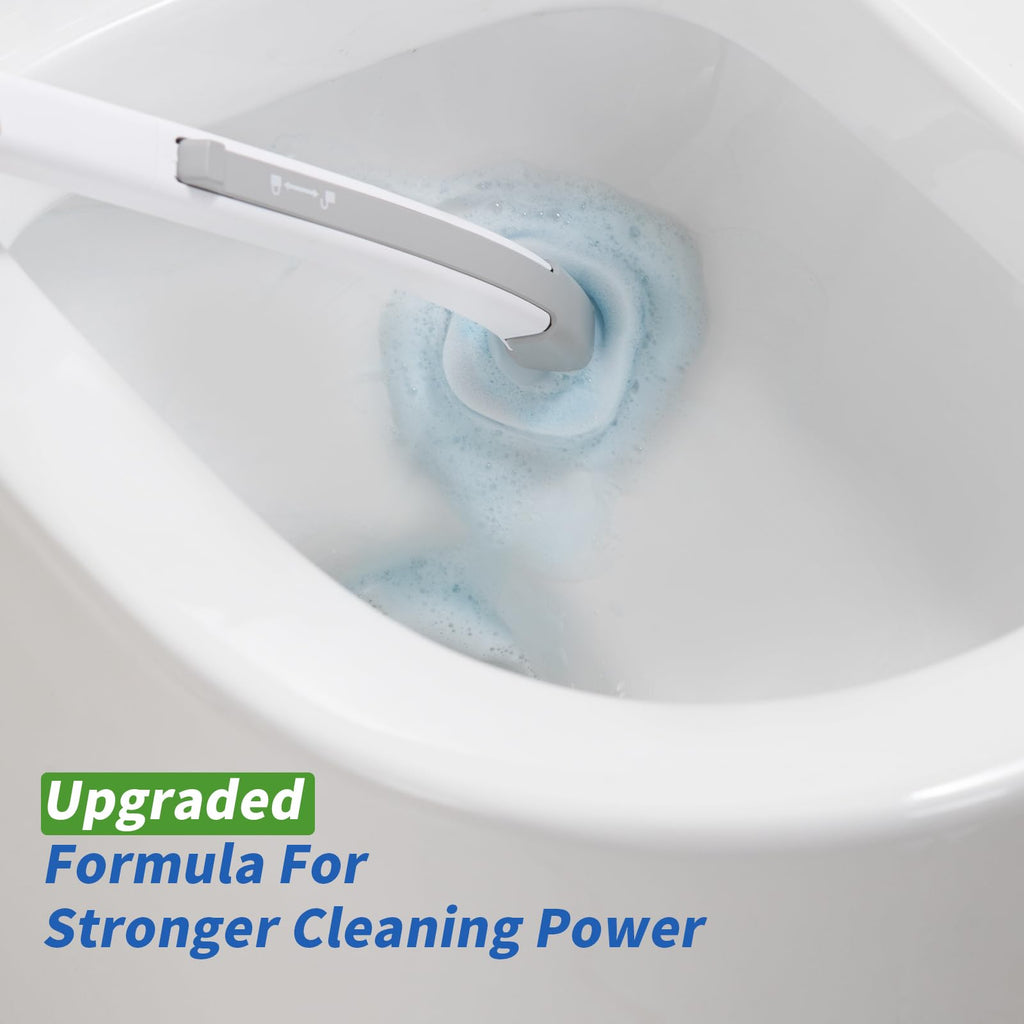 oshang Disposable Toilet Brush - Toilet Bowl Cleaner, Toilet Cleaning Supplies, Toilet Brush with Holder, 14 Refills for Deep Cleaning and Hygienic Bathroom Maintenance