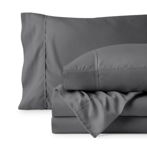 Bare Home Queen Sheet Set - 1800 Ultra-Soft (Queen, Grey) | Deep Pockets 6 to 15 Inches, Breathable, Hypoallergenic, Hotel Luxury, Easy Fit, Soft, All-Season