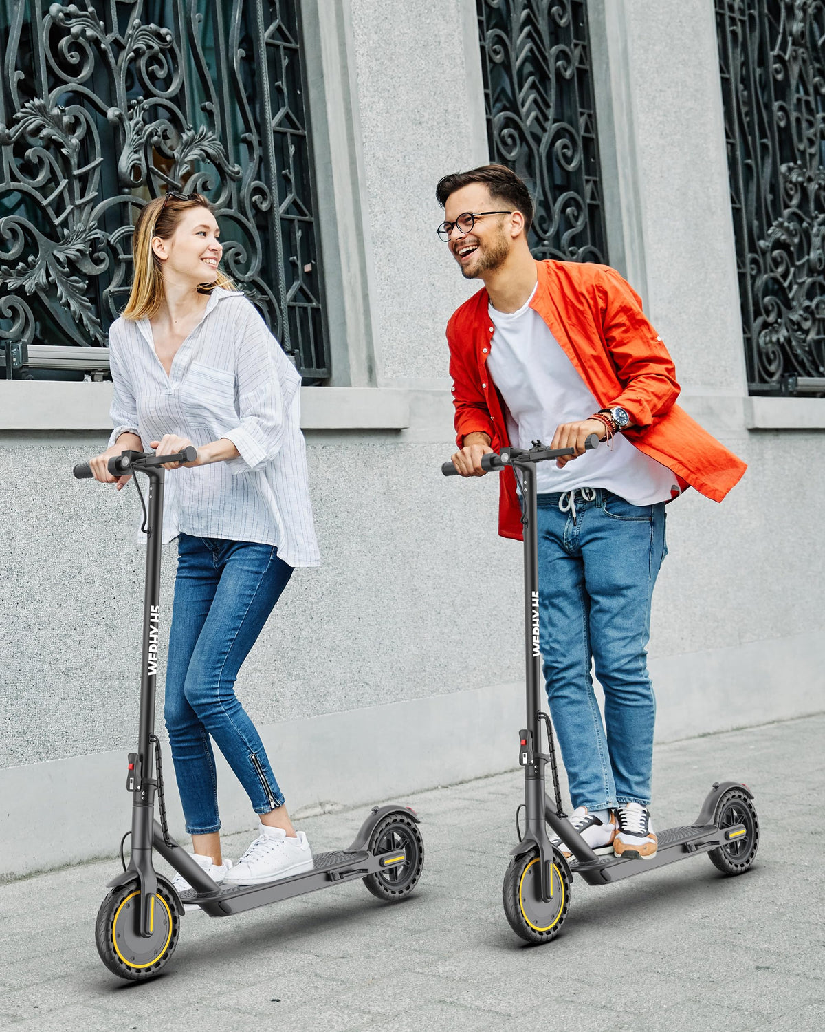 WERHY Electric Scooter, 350W/500W Powerful Motor & 8.5''/10'' Tire | Longe Range Up to 16/21/28Miles, Folding &Dual Braking