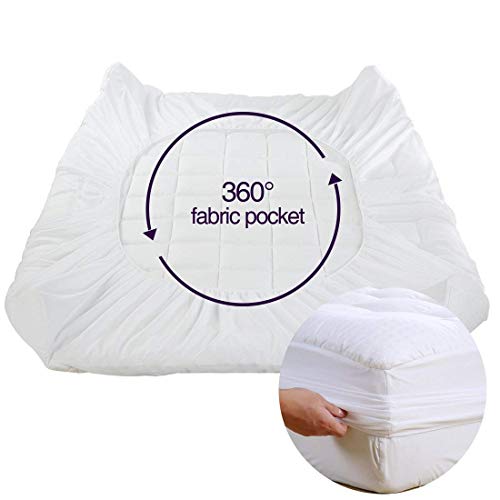 EASELAND Queen Size Mattress Pad Cotton Pillow Top Mattress Topper White | Cooling Mattress Cover Cotton Top,8-21" Deep Pocket Protector,60x80 Inches,Boxing Quilted & Machine Washable