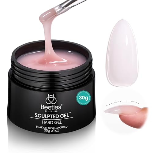 Beetles Hard Gel for Nails Nude Pink, 1 oz 9 in 1 Pink Builder Nail Gel | High Hardness for Sculpting, Nail Extension and Building, Protection Durable for Salon, UV LED Lamp Cured, DIY Art Manicure