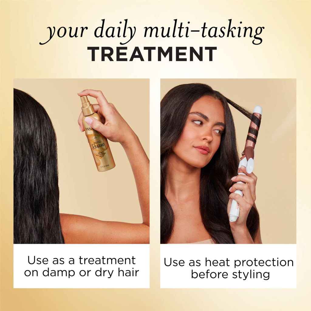 Pantene Miracle Rescue 10-in-1 Multitasking Spray, Heat Protection, 5.7 oz | Detangles, Repairs Damaged, Dry Hair, Improves Shine, Leave-In Conditioning Treatment with Keratin and Pro-Vitamin B5