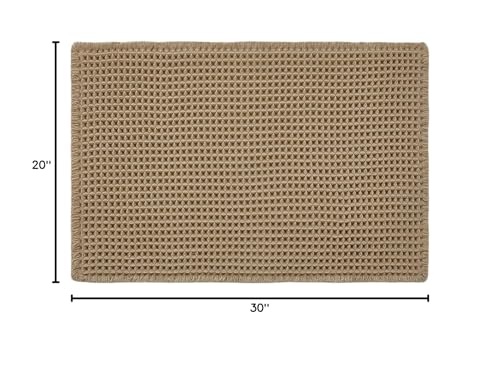 TYUU Waffle Bath Mat, Boho Bathroom Rugs Non Slip Washable, 30x20 Khaki | Super Absorbent Quick Dry Bath Rug, Non-Slip Backing, Soft Waffle Boho Farmhouse Bathroom Mats, Tub, Shower & Home Decor
