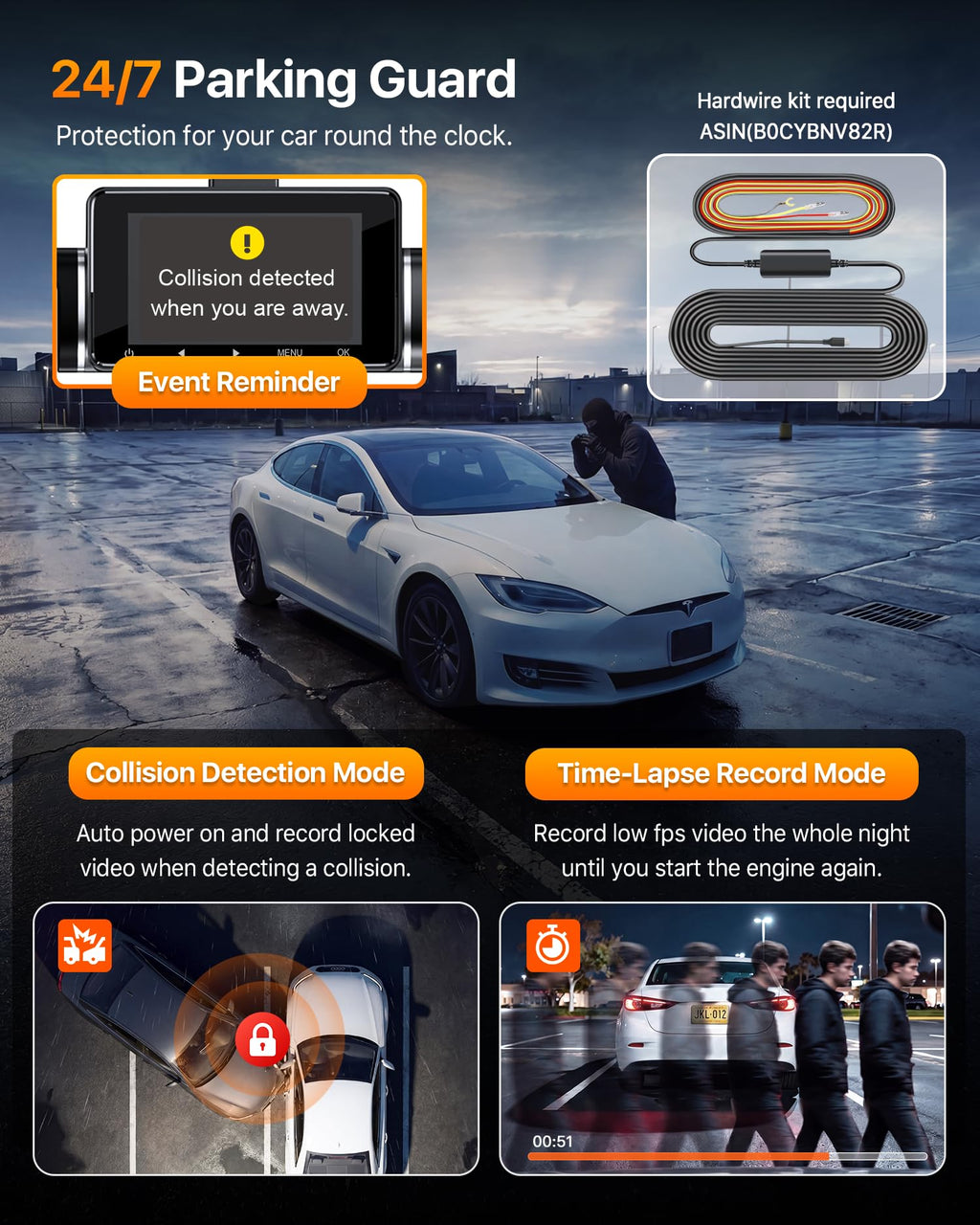 Icesky 4K Dash Cam Front and Rear Left Right with GPS, 20MB/s WiFi 6 | Include 128GB SD Card, G-Sensor, 5.8GHz WiFi6, Parking Mode, 8 IR Lights, 4K Front 1080P Rear/Left/Right, 360° 4 Channel