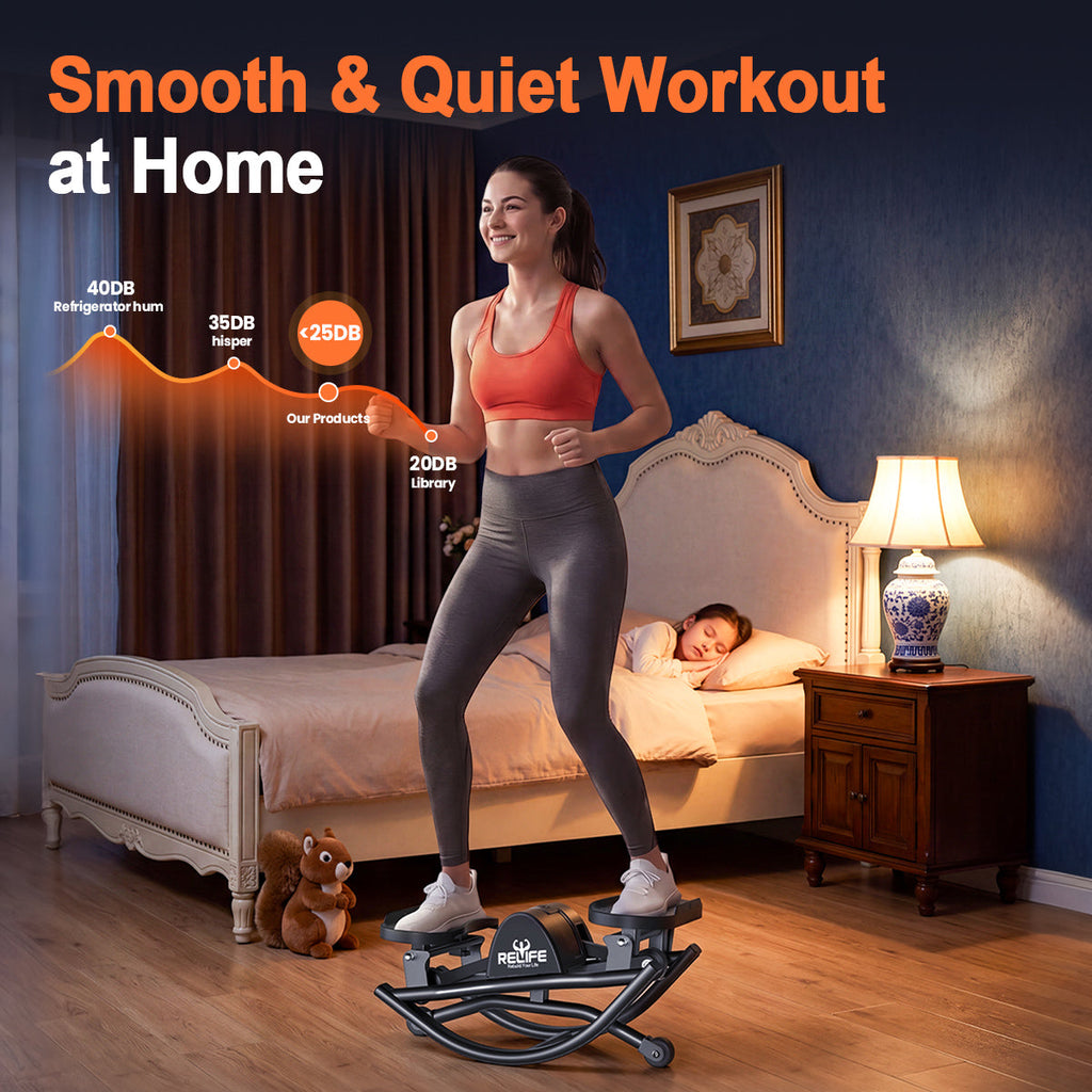 Rocking Stepper Machine with Resistance Bands for Exercise at Home