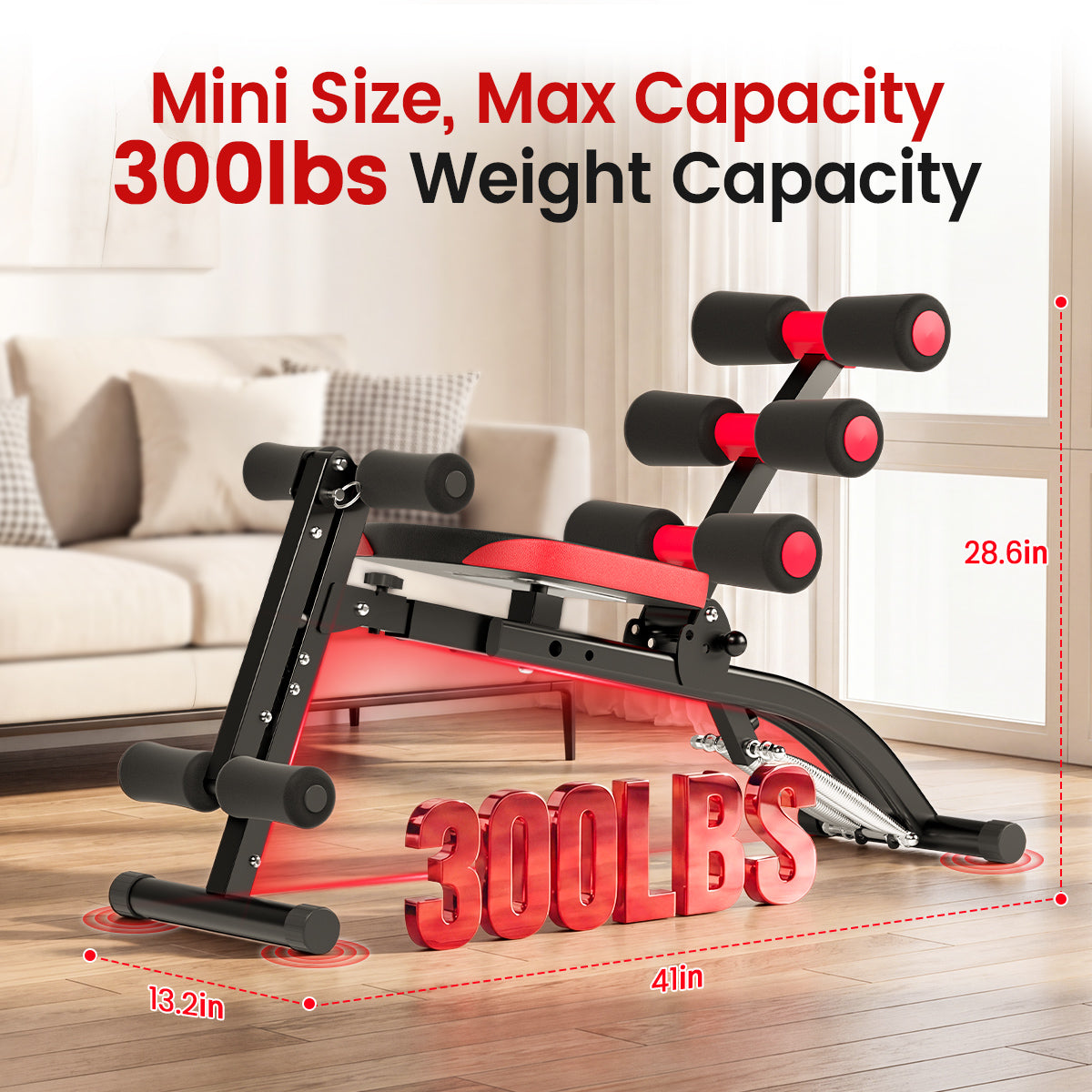 RELIFE REBUILD YOUR LIFE Foldable Ab Machine for Home Gym, Adjustable Ab Trainer & Sit Up Bench, Compact Core Workout Chair for Daily Fitness