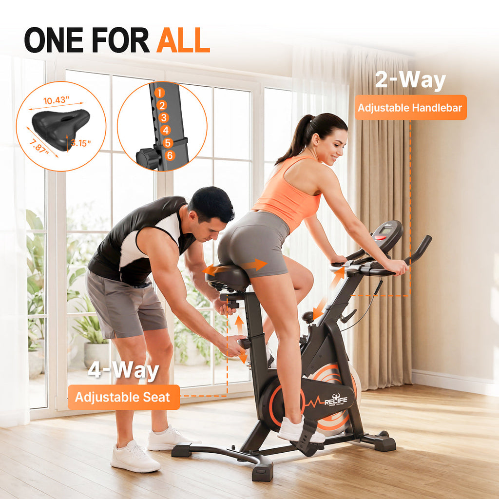 RELIFE Rebuild Your Life Compact Exercise Bike Indoor Cycling Bike Fitness Stationary Bike with Adjustable Resistance for Home Gym Workout 330LBS