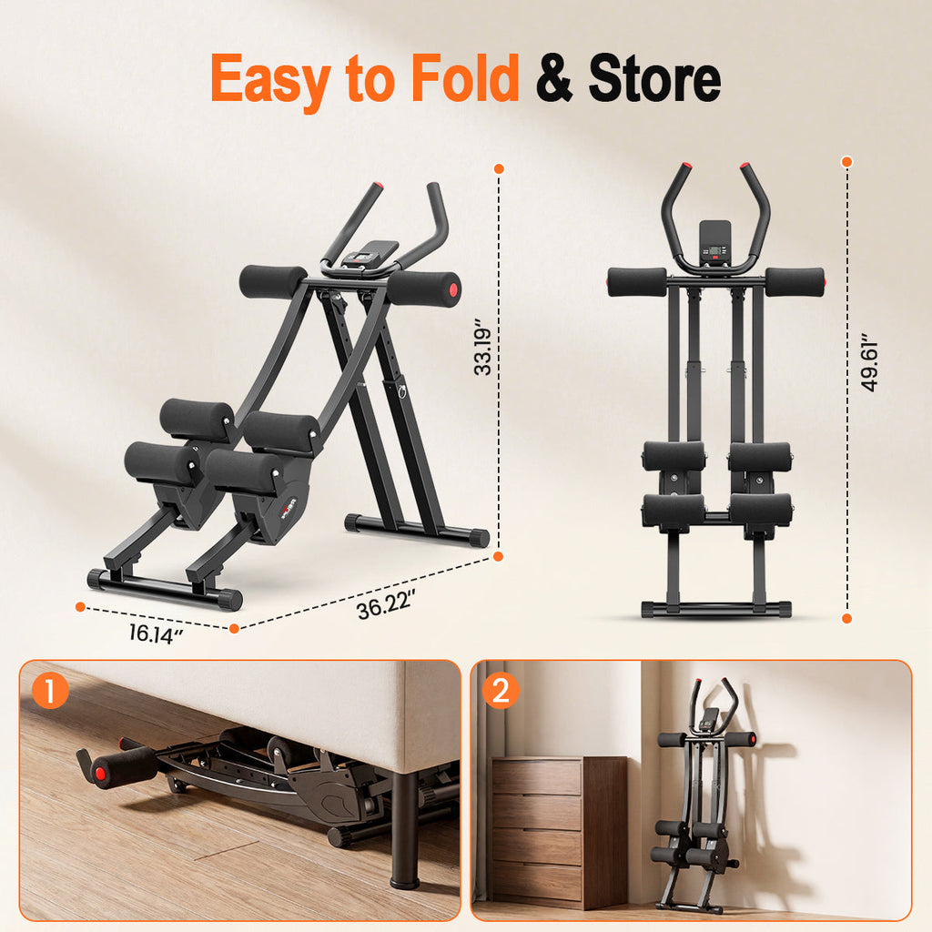 RELIFE REBUILD YOUR LIFE Adjustable Ab Machine, Foldable Ab Workout Equipment for Abs, Waist, Arms & Legs Independent Dual Tracks Waist Trainer 440LBS