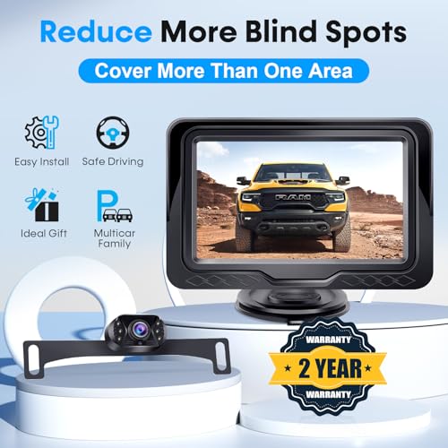 HD 1080P Backup Camera Plug & Play: Fast 60FPS Smooth Real-Time Clear View | 25-Minute Easy to Install, Monitor Easy Setup, Bright and Clear Night Vision, Dustproof & Weatherproof for Cars Trucks SUVs