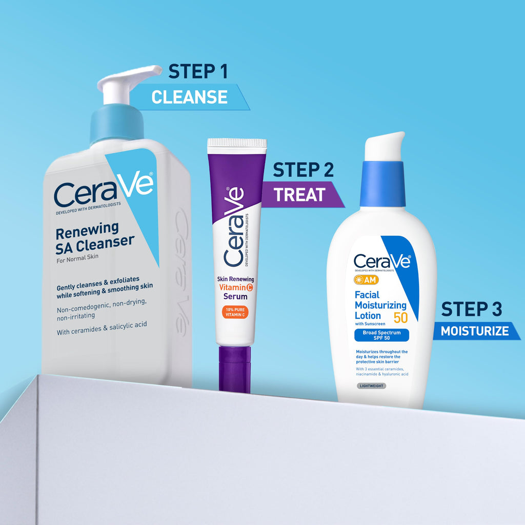 CeraVe Renewing Salicylic Acid Cleanser, Gentle Exfoliating Face Wash, 16oz | Skin Care with Hyaluronic Acid & Niacinamide, Facial Cleanser, Face Cleanser, Ceramides, Fragrance Free, Non-Comedogenic