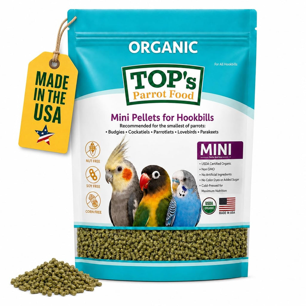 TOP's Mini Parrot Pellets 1 lb, USDA Organic Certified, Non-GMO Bird Food