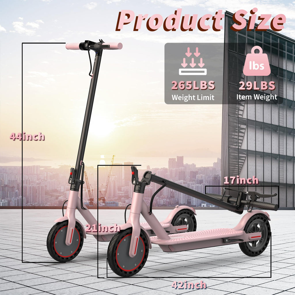 Electric Scooter - 350W/500W Motor, 8.5"/10''Solid Tires, Up to 19/22MPH& 16/21/23Miles Long-Range Portable Commuting Scooter for Adults with Double Braking System
