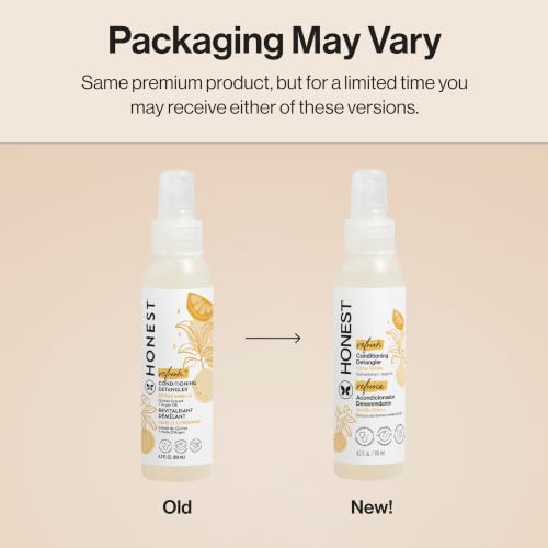 The Honest Company Hair Detangler, Citrus Vanilla Refresh, 4 fl oz | Leave-In Conditioner & Detangler Spray, 4 Fl Oz. Tear-Free, Hypoallergenic. Gentle For Baby's Sensitive Skin.