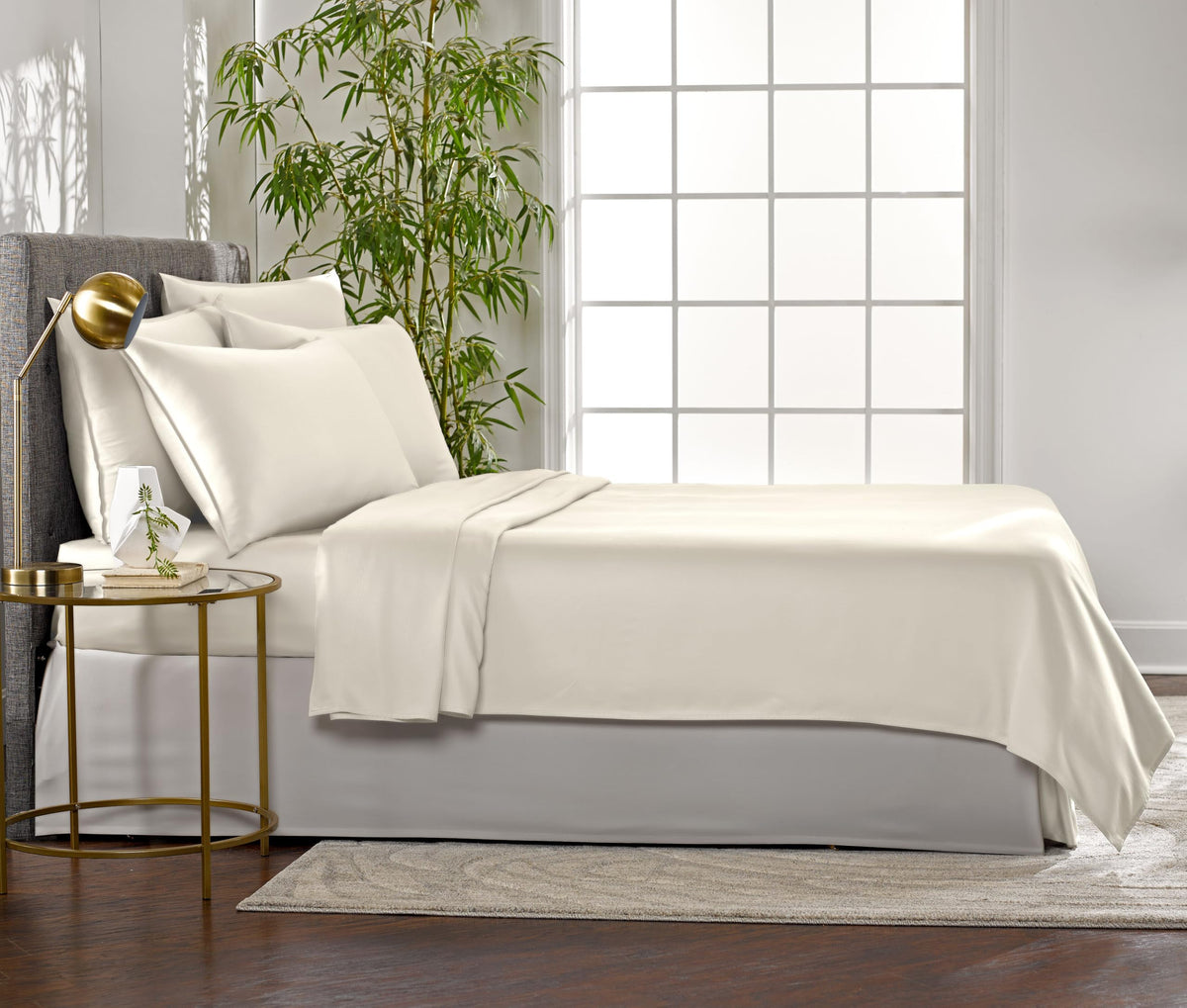 Pure Bamboo King Sheets, Genuine 100% Organic Viscose Derived from Bamboo Bed Sheet Set, Luxuriously Soft & Cooling, Double Stitching, 2 Year Quality Promise (King, Ivory)