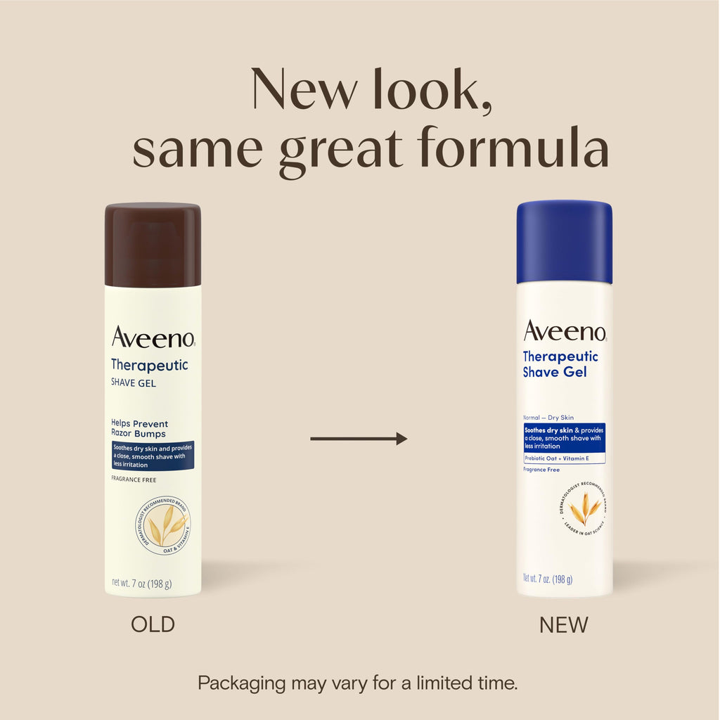 Aveeno Therapeutic Shave Gel for Women & Men, Fragrance-Free, 7 oz | Shave Gel with Prebiotic Oat & Vitamin E, For Smooth Shave With Less Irritation, Soothes Dry, Sensitive Skin