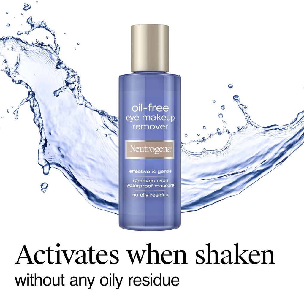 Neutrogena Oil-Free Eye Makeup Remover, 8 fl. oz | Gentle Cleanser for Sensitive Eyes, Dissolves Waterproof Mascara, Non-Greasy, Dermatologist & Ophthalmologist Tested