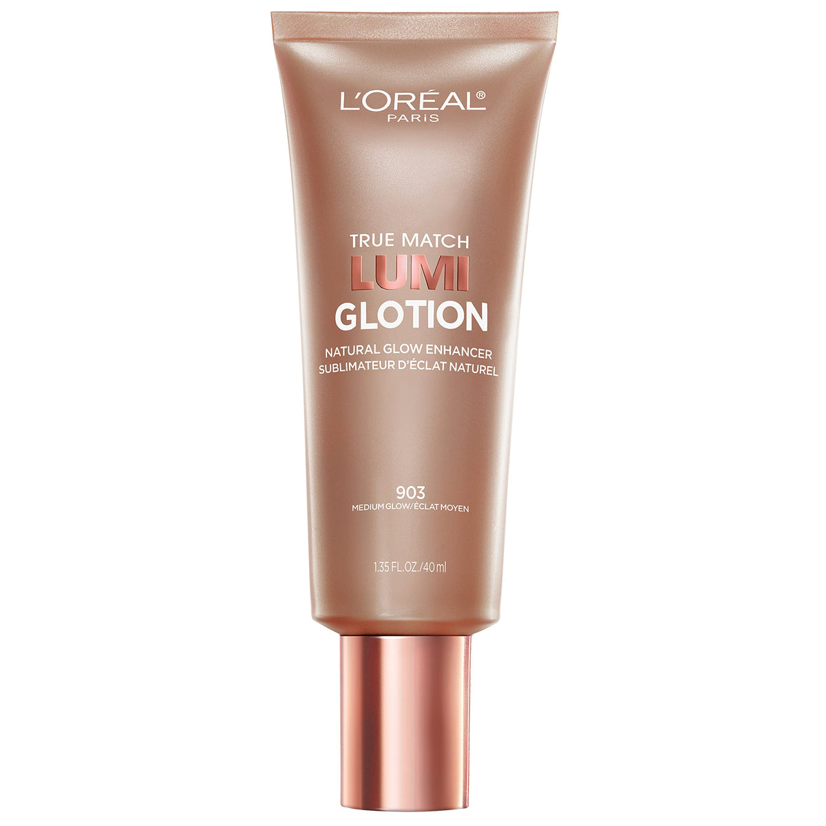 L'Oreal Paris Makeup True Match Lumi Glotion, 903 Medium, 1.35 fl oz | Natural Glow Enhancer, Illuminator Highlighter, Bronzing Drops For a Sun-Kissed Glow For Face and Body